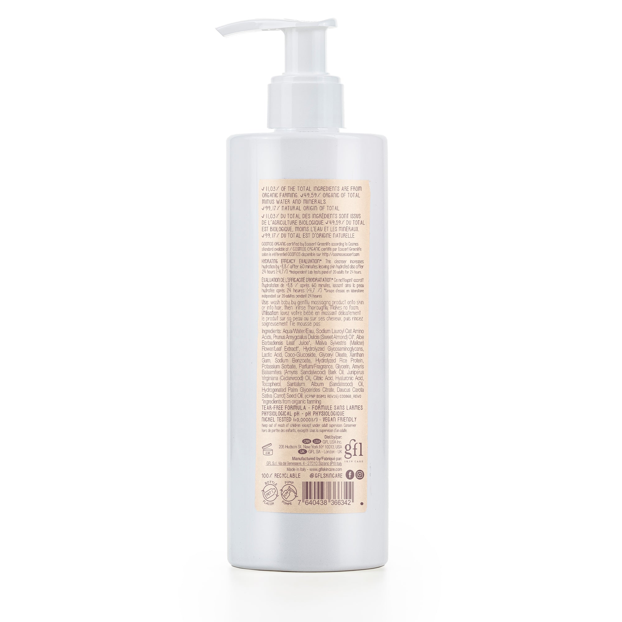 Dadaumpa 0months+ Wash And Shampoo Organic Certified (380 ml) in a pump dispenser