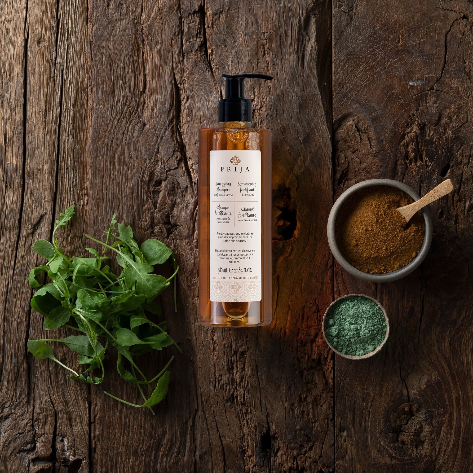 Prija Fortifying Shampoo (380 ml) in a pump dispenser